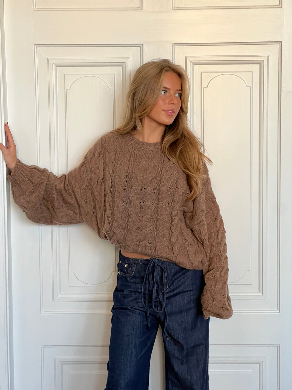 Anora chunky knit sweater - Brown